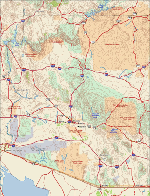 overview map of arizona